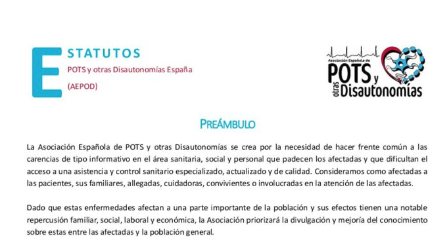 Captura de imagen del principio del documento de los Estatutos de AEPOD.